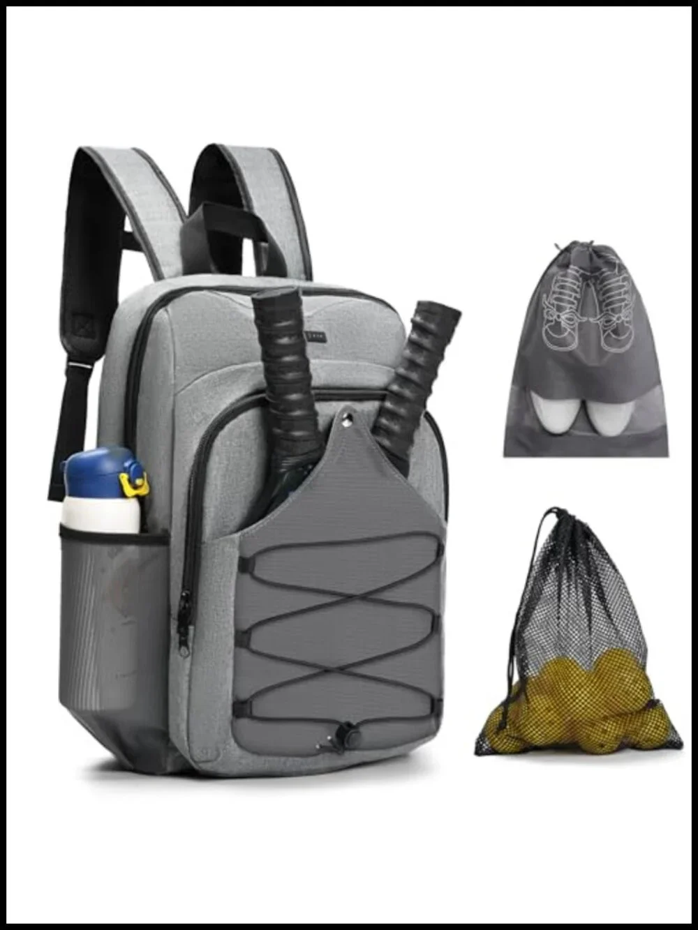 Pickleball Backpack, Adjustable Sling Bag, Large Capacity, Ventilated Racket